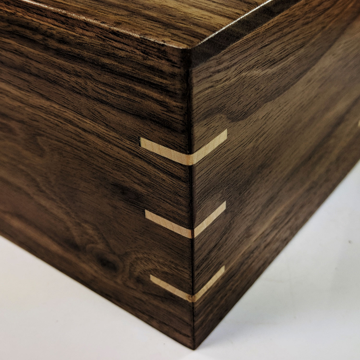 Wooden Storage Box – Walnut with White Oak Corner Splines
