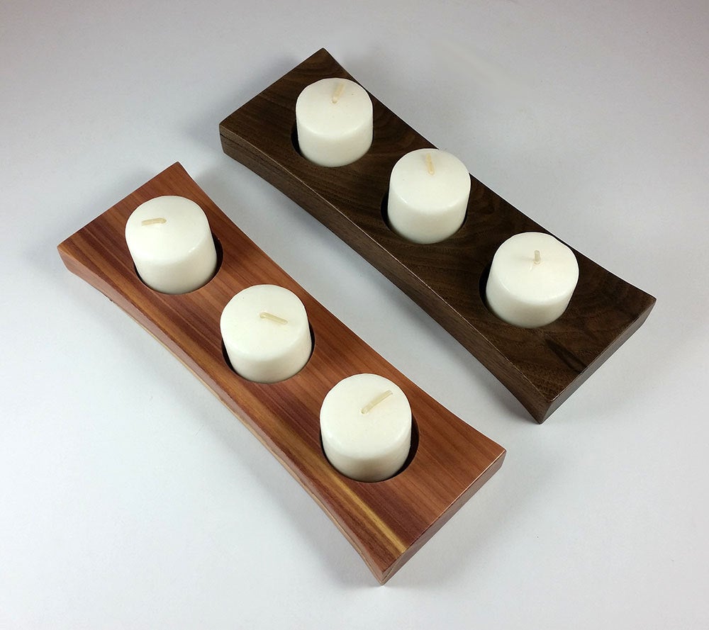 Pair Of Small Tea Light Candle Holders in Cedar and / or Walnut - Oak Knoll  Woodworks