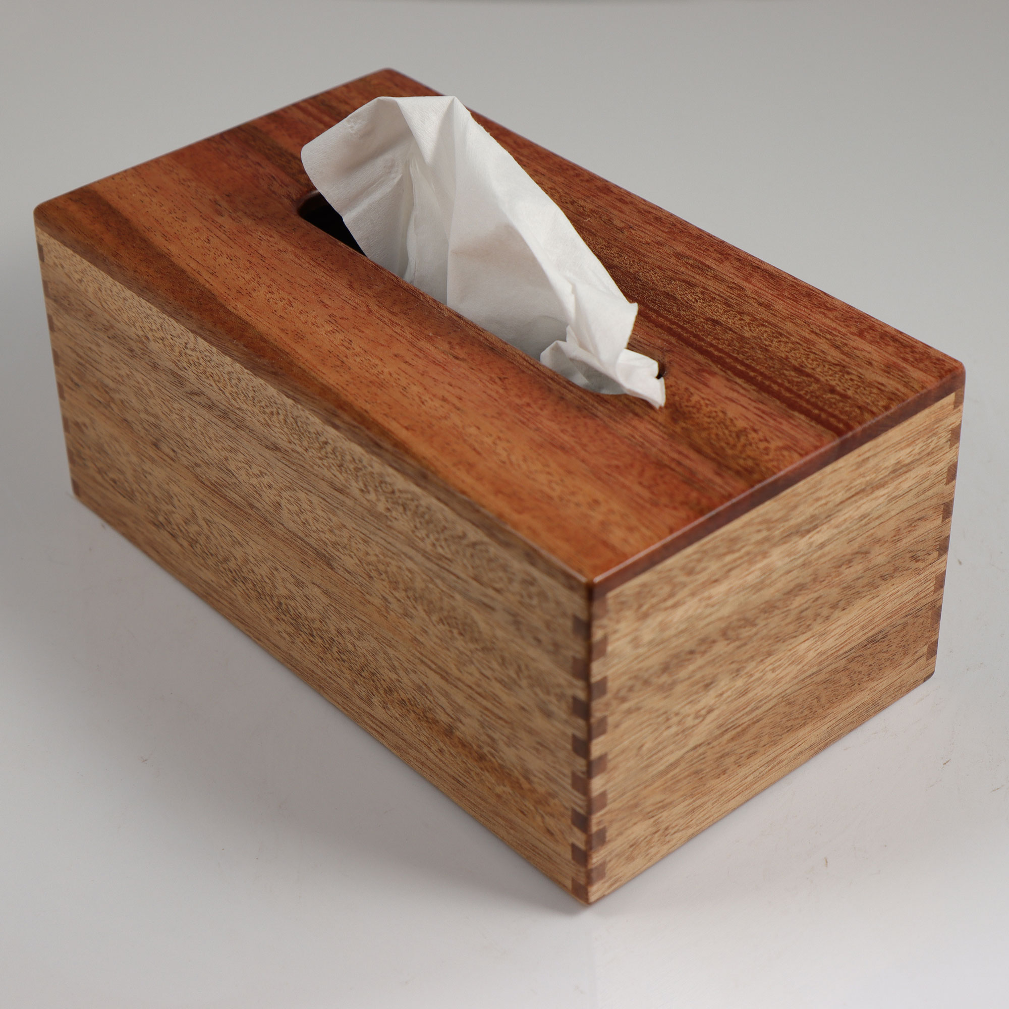 Solid Texas Black Walnut - Handmade Tissue / Kleenex Box Cover Holder -  Square Cube Style - Box Jointed Sides - Oak Knoll Woodworks