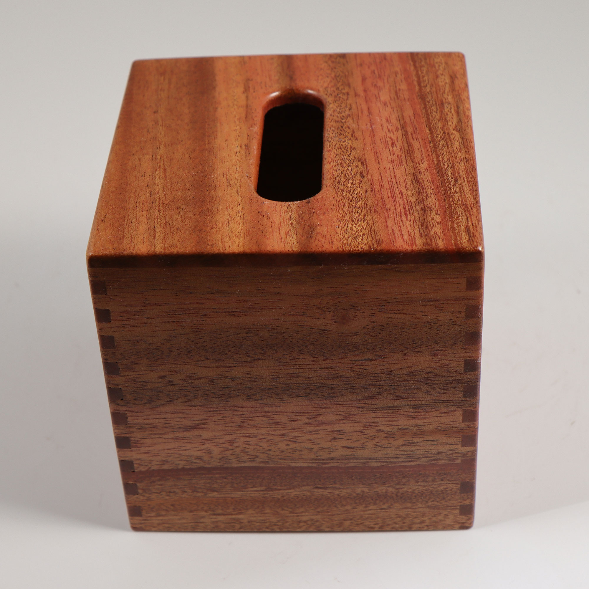 Solid Cherry Handmade Tissue Box Cover Holder - Boutique Square Cube Style  - Box Jointed Sides